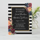 Roodmarinevrouw rond zwarte en witte strepen kaart (Staand voorkant)