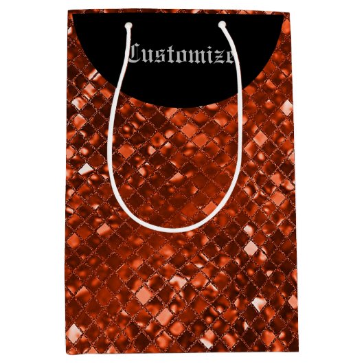 Roodmozaïekpatroon met mousserende rode tas medium cadeauzakje (Voorkant)