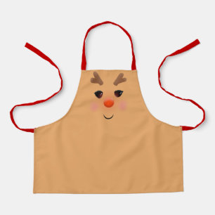 Roodneus met kerst bij rendieren schort