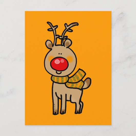 Roodneus rendier briefkaart (Voorkant)