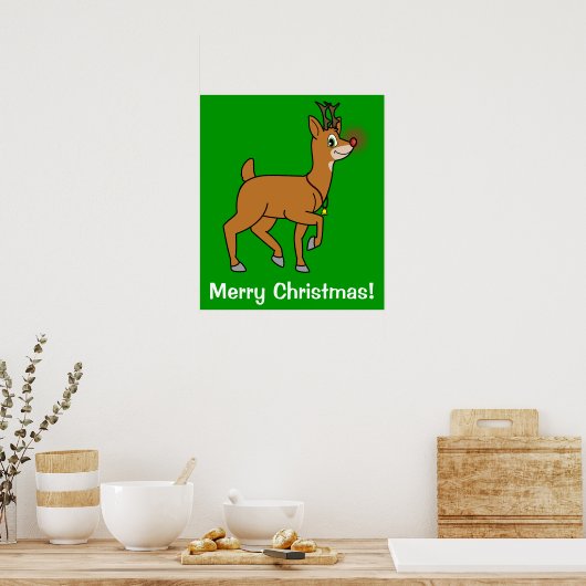 Roodneus rendier poster (Keuken)