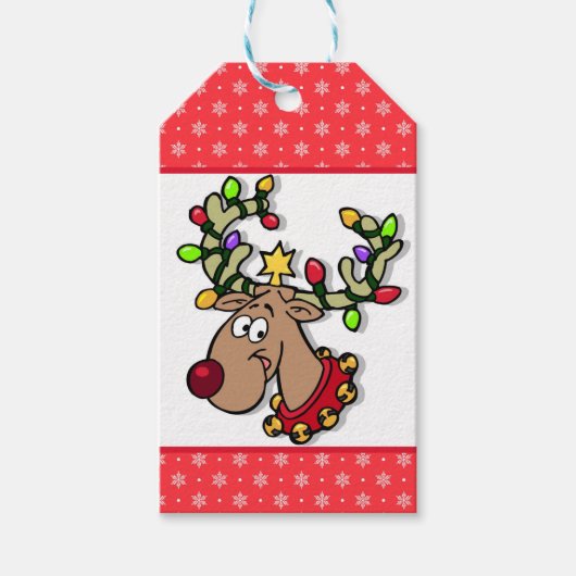 Roodneus rendiertje cadeaulabel (Voorkant)