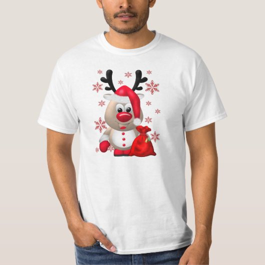 Roodneus rendiertje t-shirt (Voorkant)