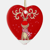 Roodneus rode en roze versiering van rendieren keramisch ornament (Rechts)