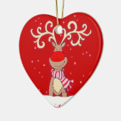 Roodneus rode en roze versiering van rendieren keramisch ornament (Links)