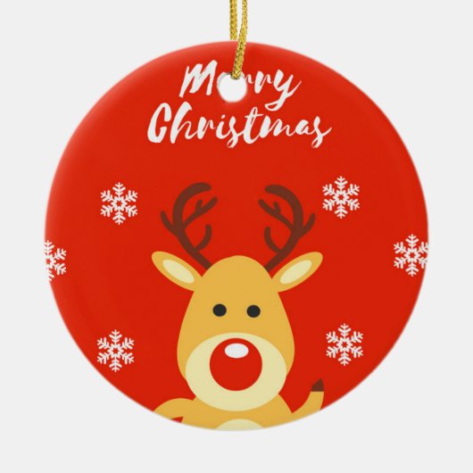 Roodneusdeerb Keramisch Ornament (Voorkant)