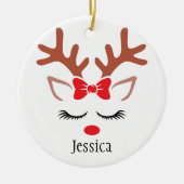 Roodneusgordel met kerstavond keramisch ornament (Voorkant)