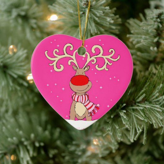 Roodneusrendier rood & roze ornament (Boom)