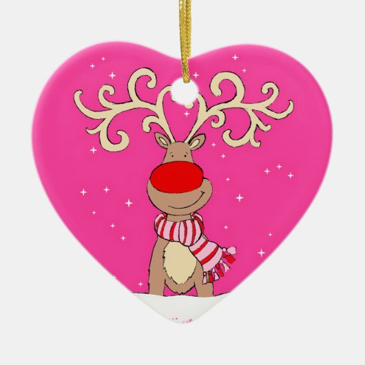 Roodneusrendier rood & roze ornament (Voorkant)