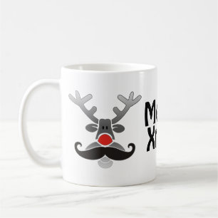 Roodneuzige Rudolph met snor + jouw idee Koffiemok