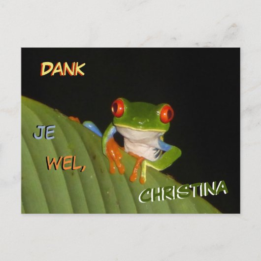 Roodogige Bontgekleurde Nacht Kikker Klant. Bedank Briefkaart (Voorkant)