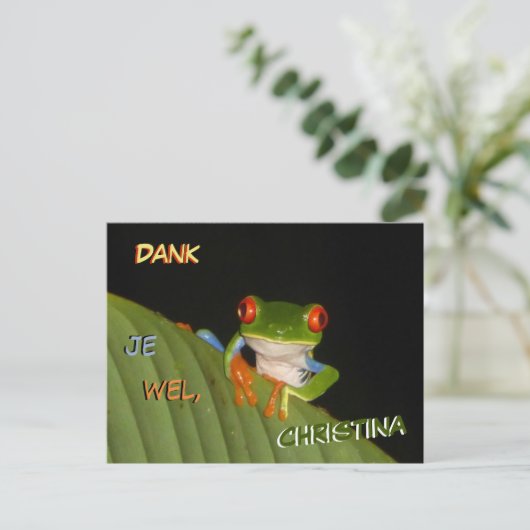 Roodogige Bontgekleurde Nacht Kikvors Maatwerk. Da Briefkaart (Staand voorkant)