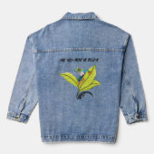 Roodogige Boomkikker Groene Bladeren Lavendel Denim Jacket (Achterkant)
