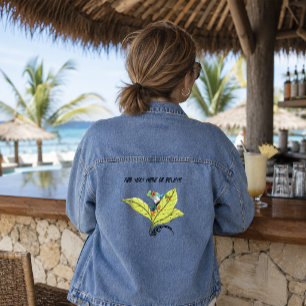 Roodogige Boomkikker Groene Bladeren Lavendel Denim Jacket