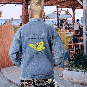 Roodogige Boomkikker Groene Bladeren Lavendel Denim Jacket