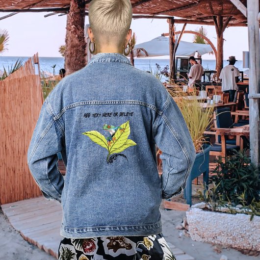 Roodogige Boomkikker Groene Bladeren Lavendel Denim Jacket