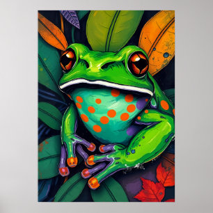 Roodogige Boomkikker Kleurrijke Kunst Poster