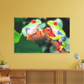 Roodogige Boomkikker Paar, Agalychinis callidryas, Canvas Afdruk (Insitu (Woonkamer))