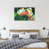 Roodogige Boomkikker Paar, Agalychinis callidryas, Canvas Afdruk (Insitu (Slaapkamer))