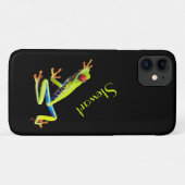 Roodogige Geschilderde Boomkikker met Naam Case-Mate iPhone Case (Achterkant (horizontaal))