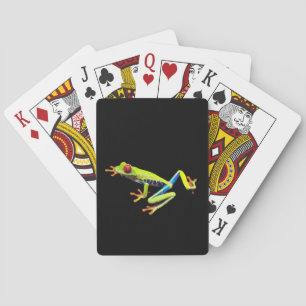 Roodogige geschilderde boomkikker pokerkaarten