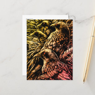 Roodogige Raven – Mysterieke Gotische Wilde Dieren Briefkaart