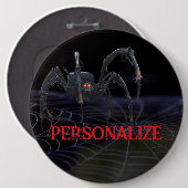Roodogige spin op spinnenweb griezelig ronde button 6,0 cm (Voorkant /achterkant)