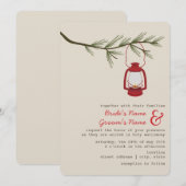 Roodolieramp met de Evergreen Tree-bruiloft Kaart (Voorkant / Achterkant)