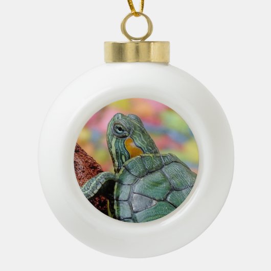 Roodoorschildpad Keramische Bal Ornament (Voorkant)