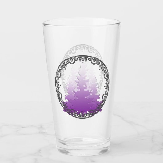 Roodpaarse Groene Kerstbomen Glas (Voorkant)