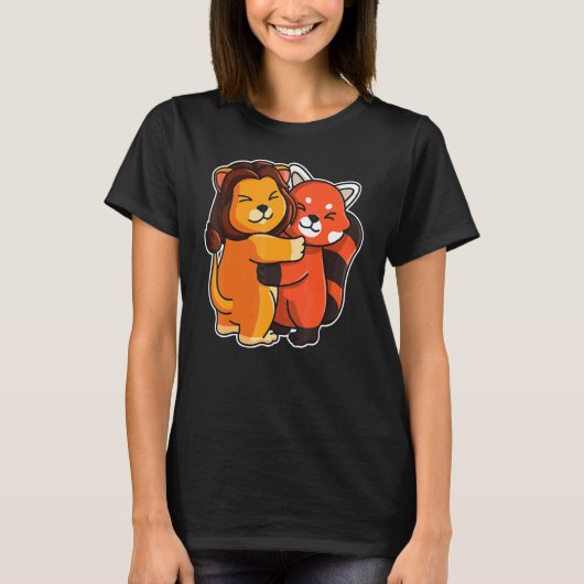 Roodpanda en luienkoeien voor vrouwen Dier H T-shirt (Voorkant)
