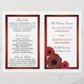 Roodpapaver en Burlap Wedding Bi-voudig Programma (Voorkant)