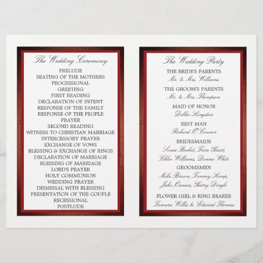 Roodpapaver en Burlap Wedding Bi-voudig Programma (Achterkant)