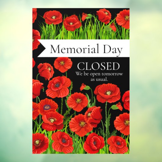 Roodpapaver Memorial Day Raamsticker (Vel 3)