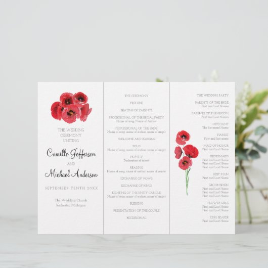 Roodpapaver-trouwprogramma (Staand voorkant)