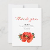 Roodpapaver waterverf bruiloft bedankkaart (Voorkant)