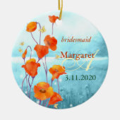 Roodpapegaai bruidbruidjes keramisch ornament (Voorkant)