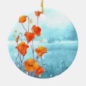 Roodpapegaai bruidbruidjes keramisch ornament (Achterkant)