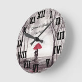 Roodparaplu Love Couple Roman Numbers Weddenschap Ronde Klok (Hoek)
