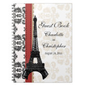 Roodparisian Eiffel Tower Weddenschap Boek Notitieboek (Voorkant)