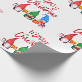 Roodpenseel met kerstmis Waterverf Gnomen Cadeaupapier (Hoek)