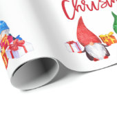 Roodpenseel met kerstmis Waterverf Gnomen Cadeaupapier (Rol Hoek)