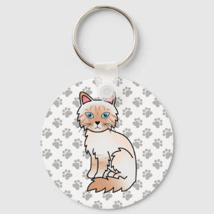 Roodpunt Tabby Birman / Ragdoll Kat Illustratie Sleutelhanger