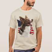 Roodrand collie met vlag t-shirt (Voorkant)
