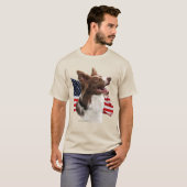 Roodrand collie met vlag t-shirt (Voorkant volledig)