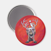 Roodrendierkerst op rood magneet (Voorkant / Achterkant)