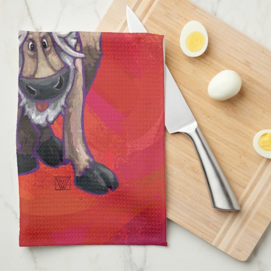 Roodrendierkerst op rood theedoek (Quarter Fold)