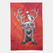 Roodrendierkerst op rood theedoek (Verticaal)