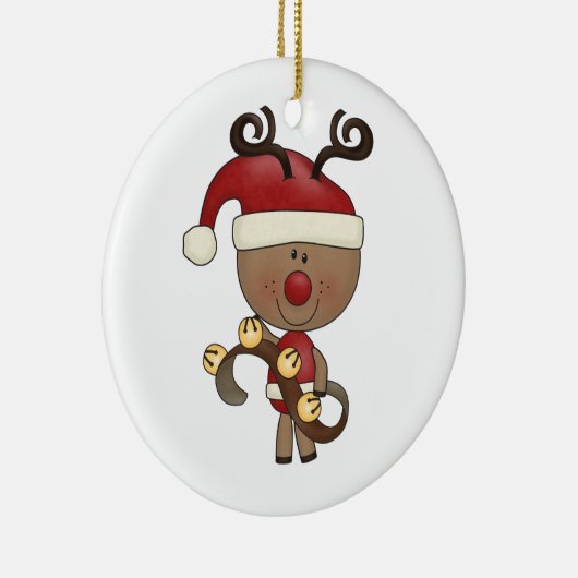 Roodrendiertje met cellen keramisch ornament (Rechts)