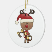 Roodrendiertje met cellen keramisch ornament (Links)